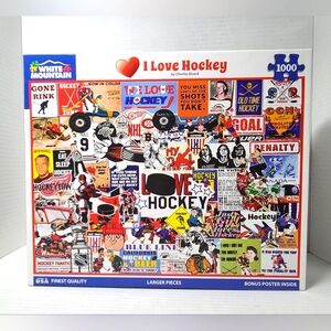 White Mountain I Love Hockey 1000pc Puzzle #1770 Complete w/Poster